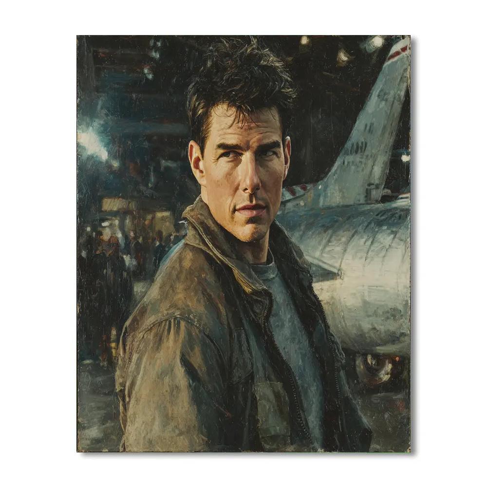 Tom Cruise: Highwing Maverick In Evening Hangar Paint by numbers art