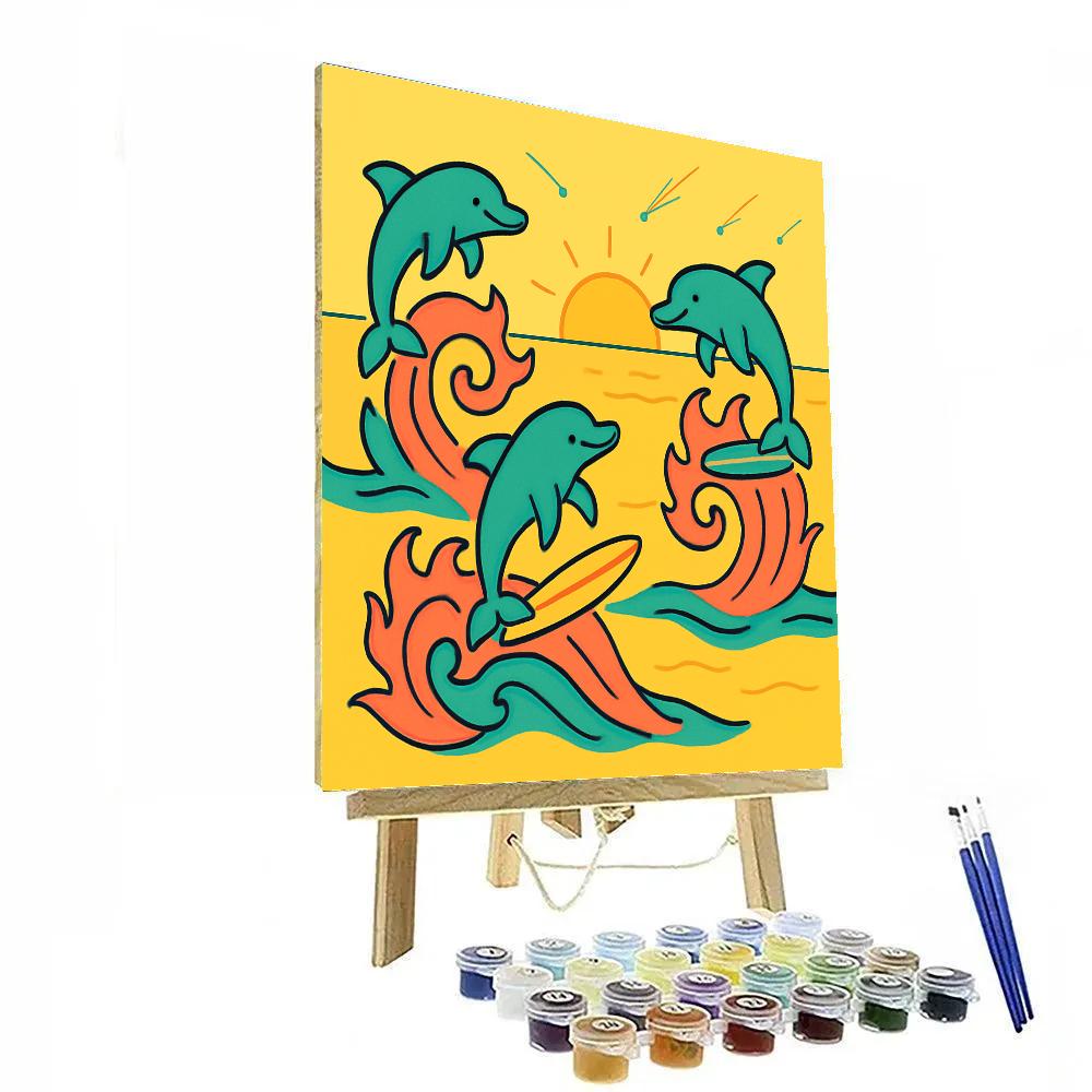 Solar Surfing Dolphins Paint by numbers kits