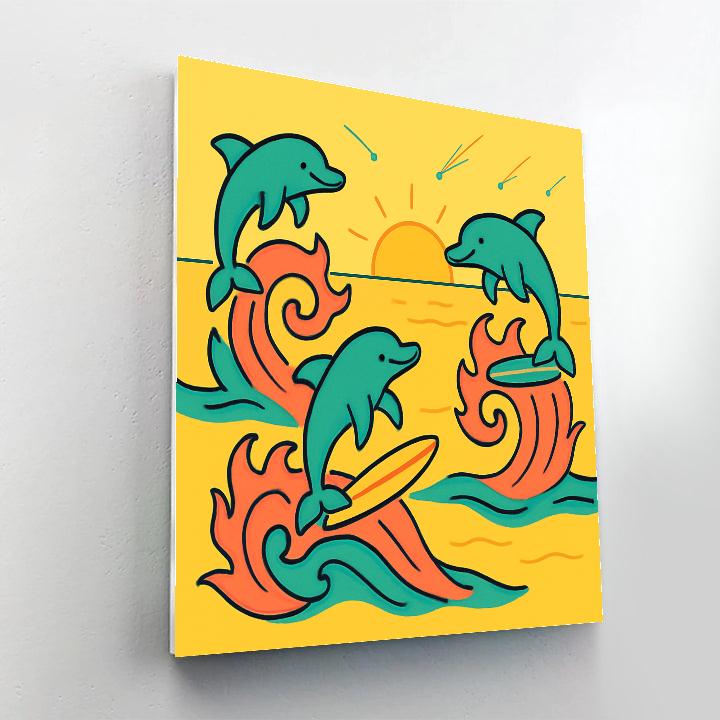 Solar Surfing Dolphins Paint by numbers kits