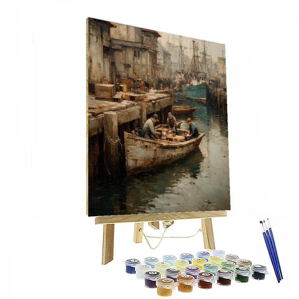 Gustave Courbet Inspired Fishermens Port Paint by numbers art
