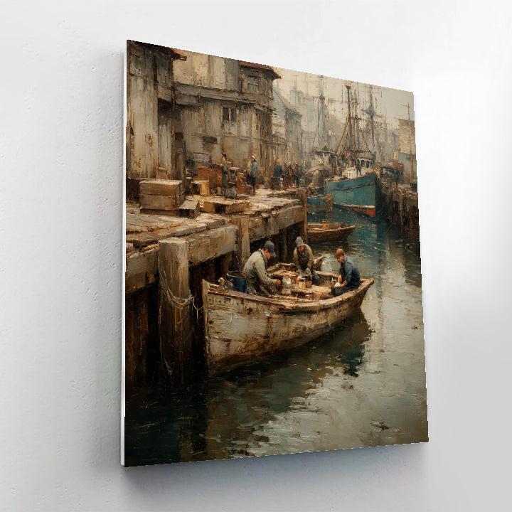 Gustave Courbet Inspired Fishermens Port Paint by numbers art