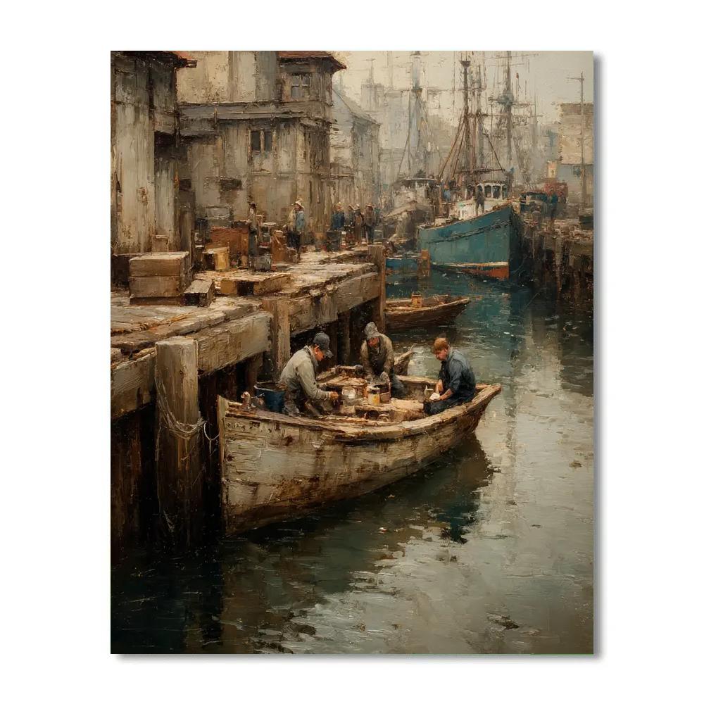 Gustave Courbet Inspired Fishermens Port Paint by numbers art