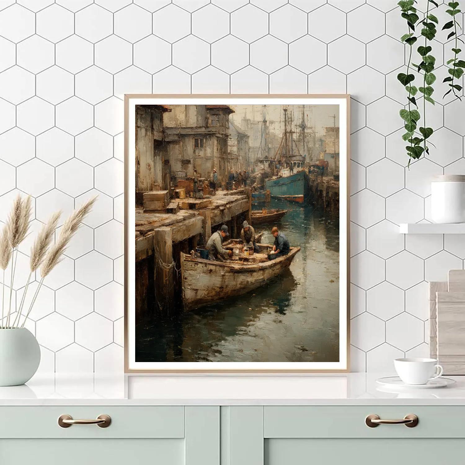 Gustave Courbet Inspired Fishermens Port Paint by numbers art
