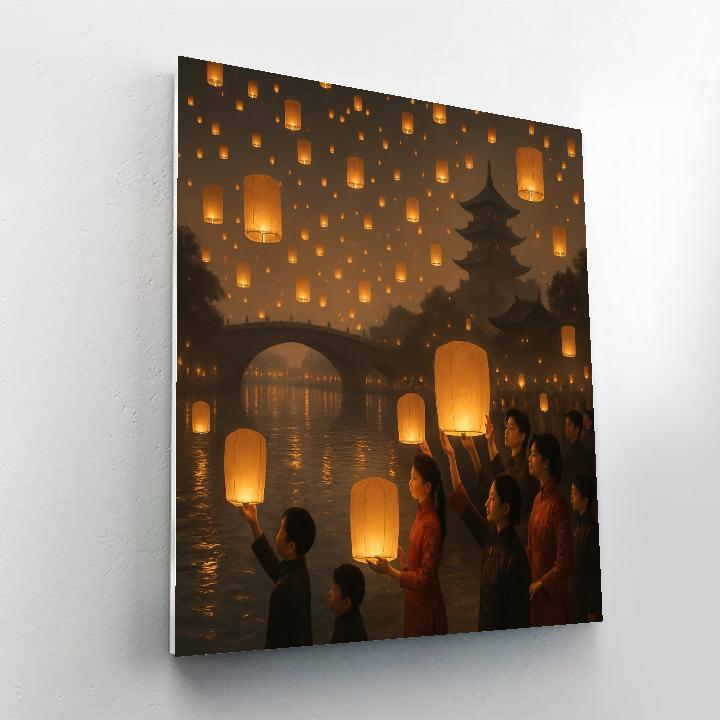 Chinese Lantern Festival Sky Painting by numbers kit