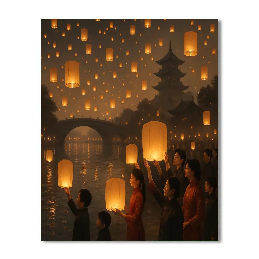 Chinese Lantern Festival Sky Painting by numbers kit