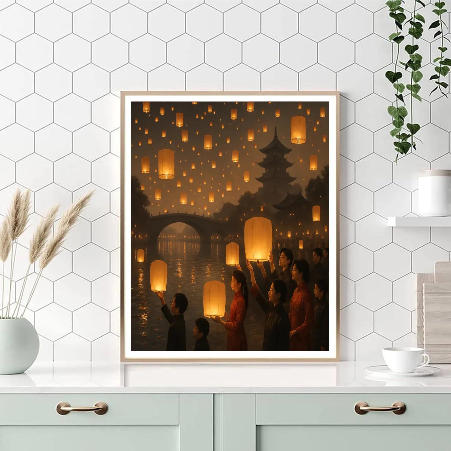 Chinese Lantern Festival Sky Painting by numbers kit