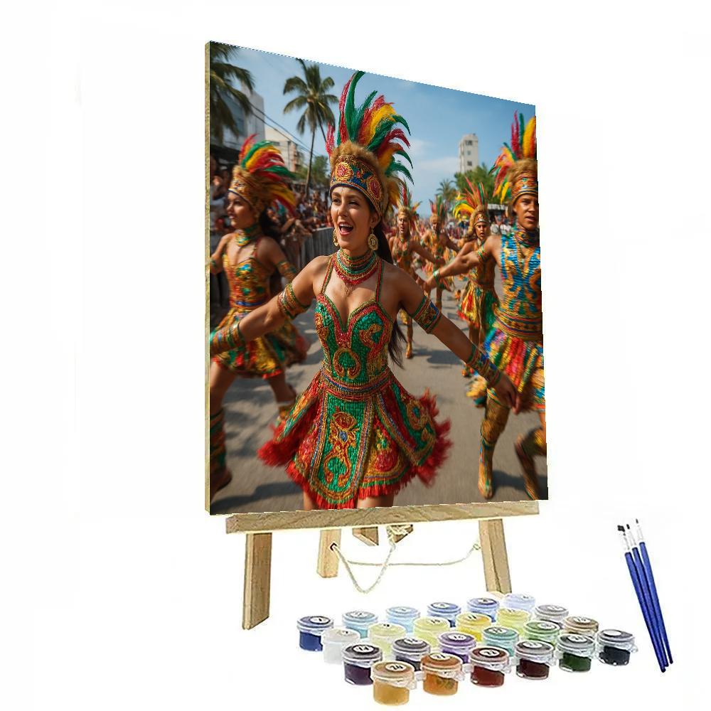 Carnaval Barranquilla Costumed Crowd painting number kit