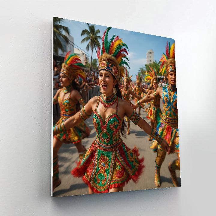 Carnaval Barranquilla Costumed Crowd painting number kit