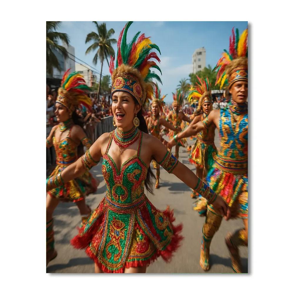 Carnaval Barranquilla Costumed Crowd painting number kit