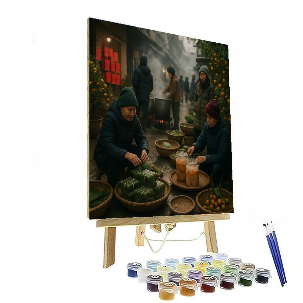 Tet Street Food Market Numbered painting kits