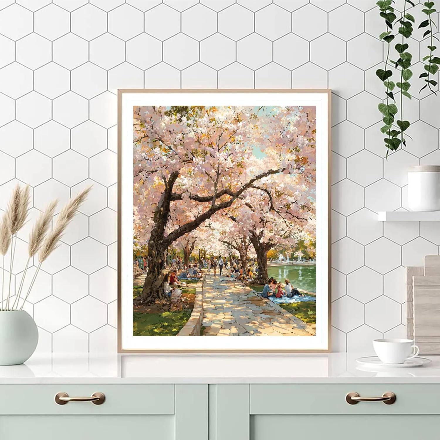 Ueno Park Cherry Walk Tokyo Japan paint by color