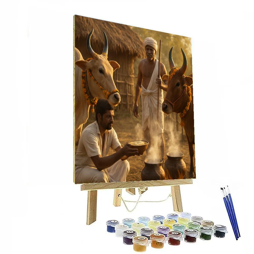 Pongal Cow Blessing Paint by numbers art