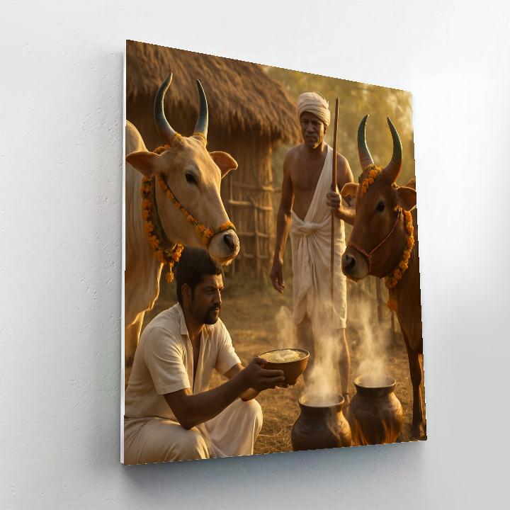 Pongal Cow Blessing Paint by numbers art