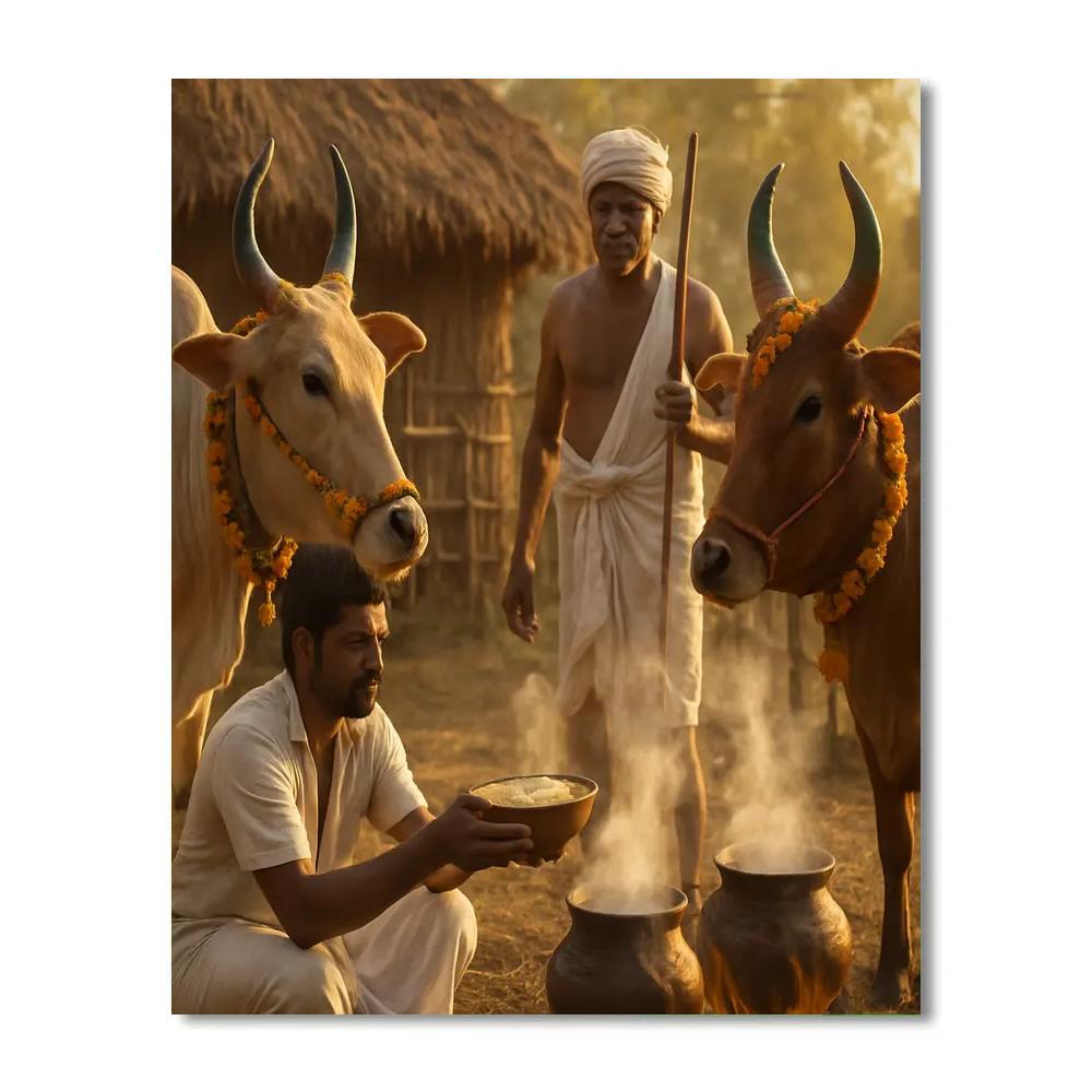 Pongal Cow Blessing Paint by numbers art