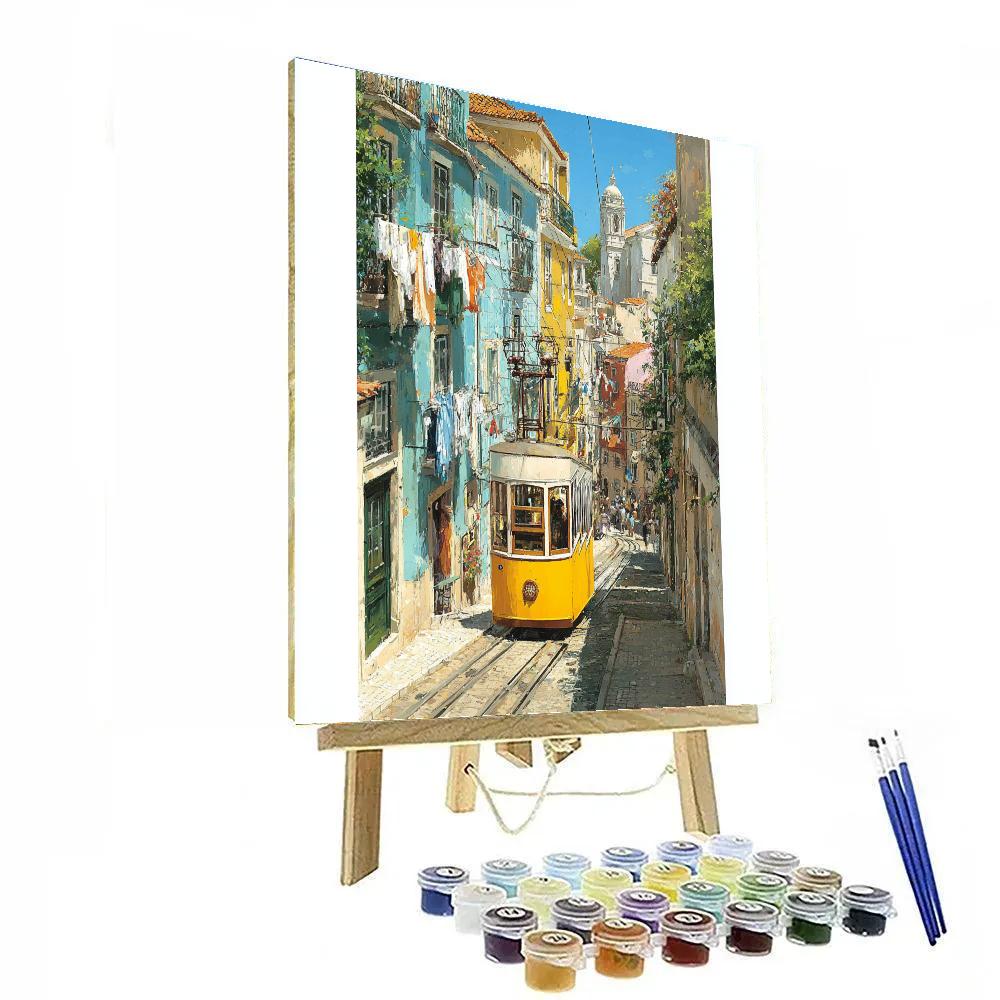 Lisbon Tram 28 Hillside Route Portugal Numbered painting kits