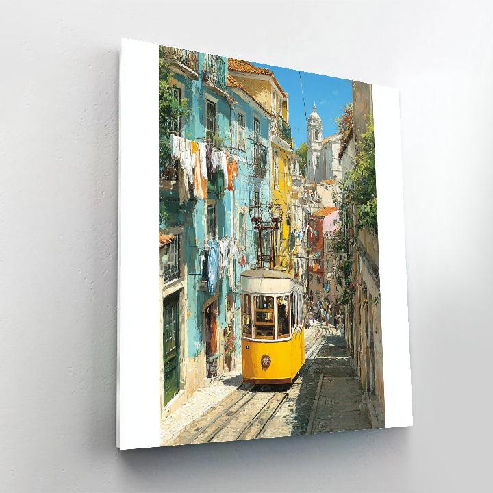 Lisbon Tram 28 Hillside Route Portugal Numbered painting kits