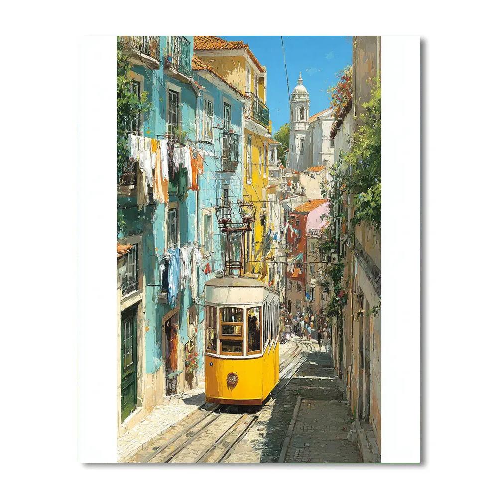 Lisbon Tram 28 Hillside Route Portugal Numbered painting kits