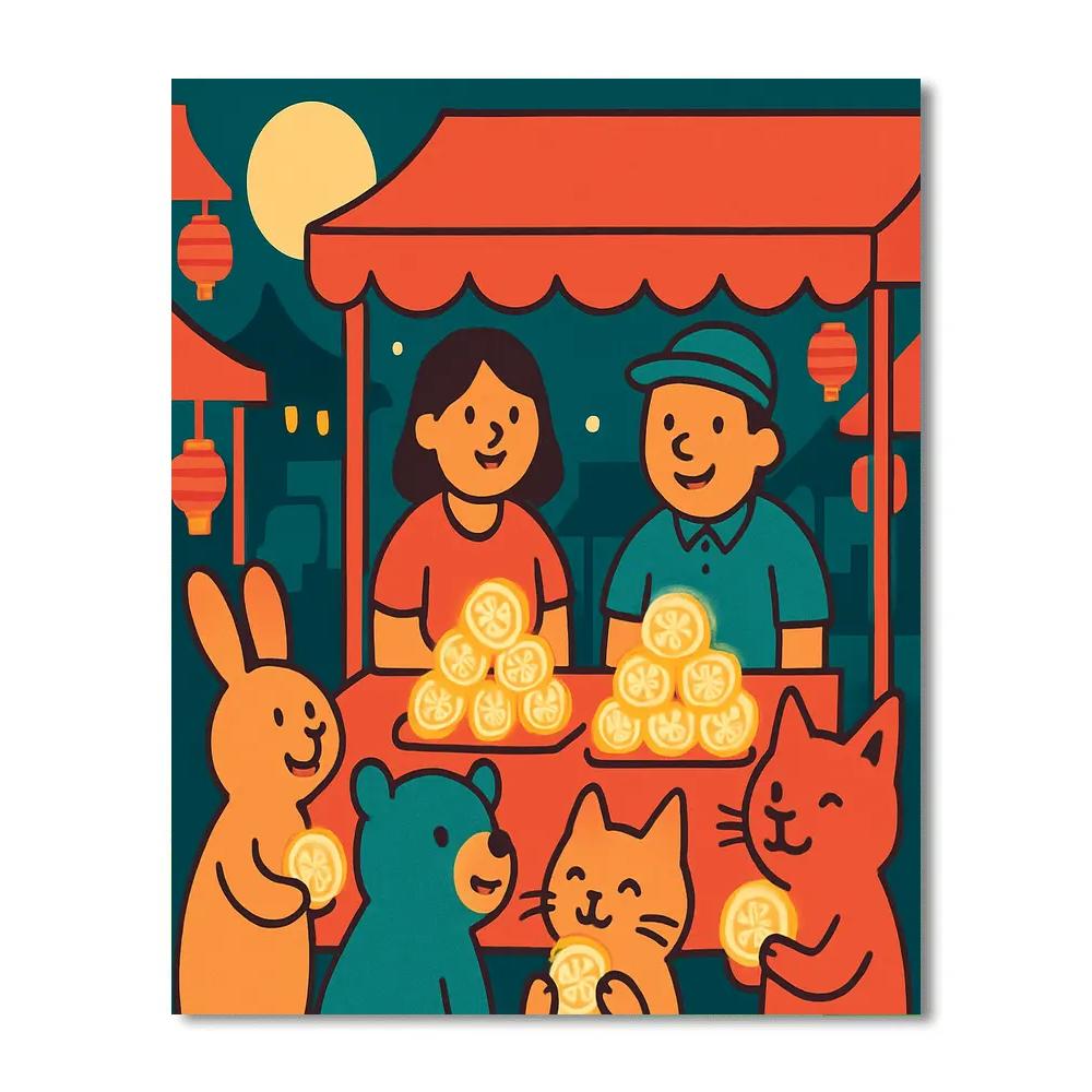 Night Market Mooncakes Paint by numbers kits