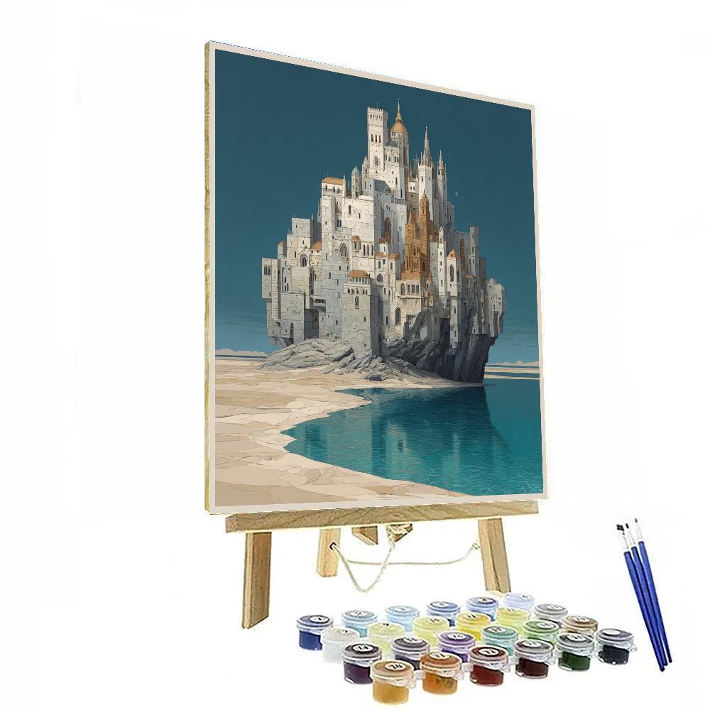 Magritte Inspired Floating Castle paint by color