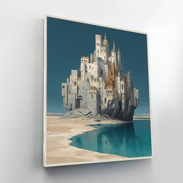 Magritte Inspired Floating Castle paint by color