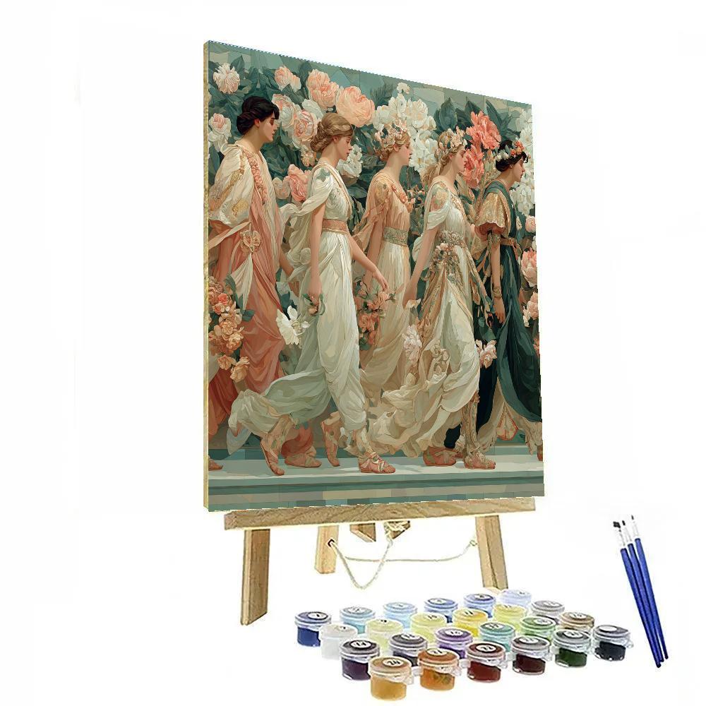 Botticelli Inspired Spring Procession paint by color