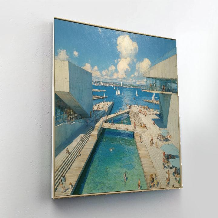 Copenhagen Harbor Bath Modern Urban Swim Denmark Number painting