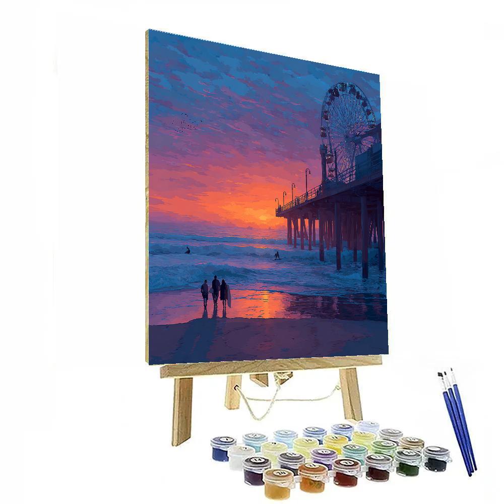 Santa Monica Pier Sunset Los Angeles United States paint by numbers