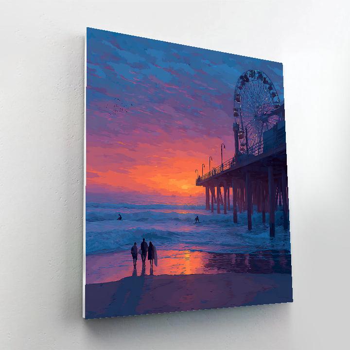 Santa Monica Pier Sunset Los Angeles United States paint by numbers