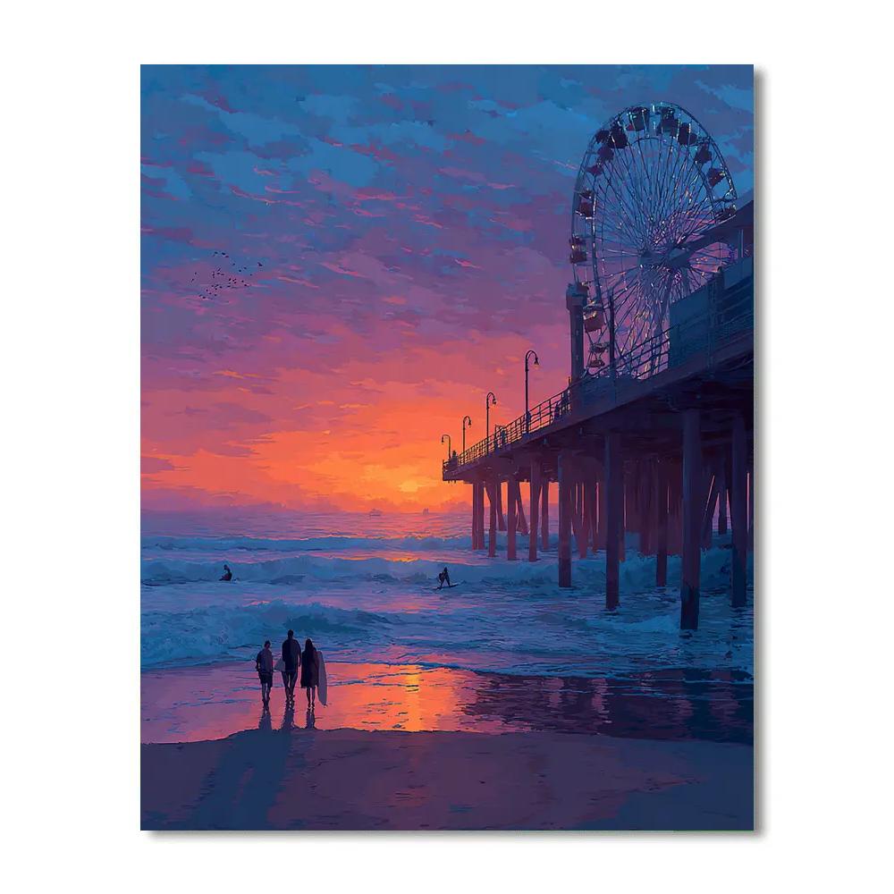 Santa Monica Pier Sunset Los Angeles United States paint by numbers