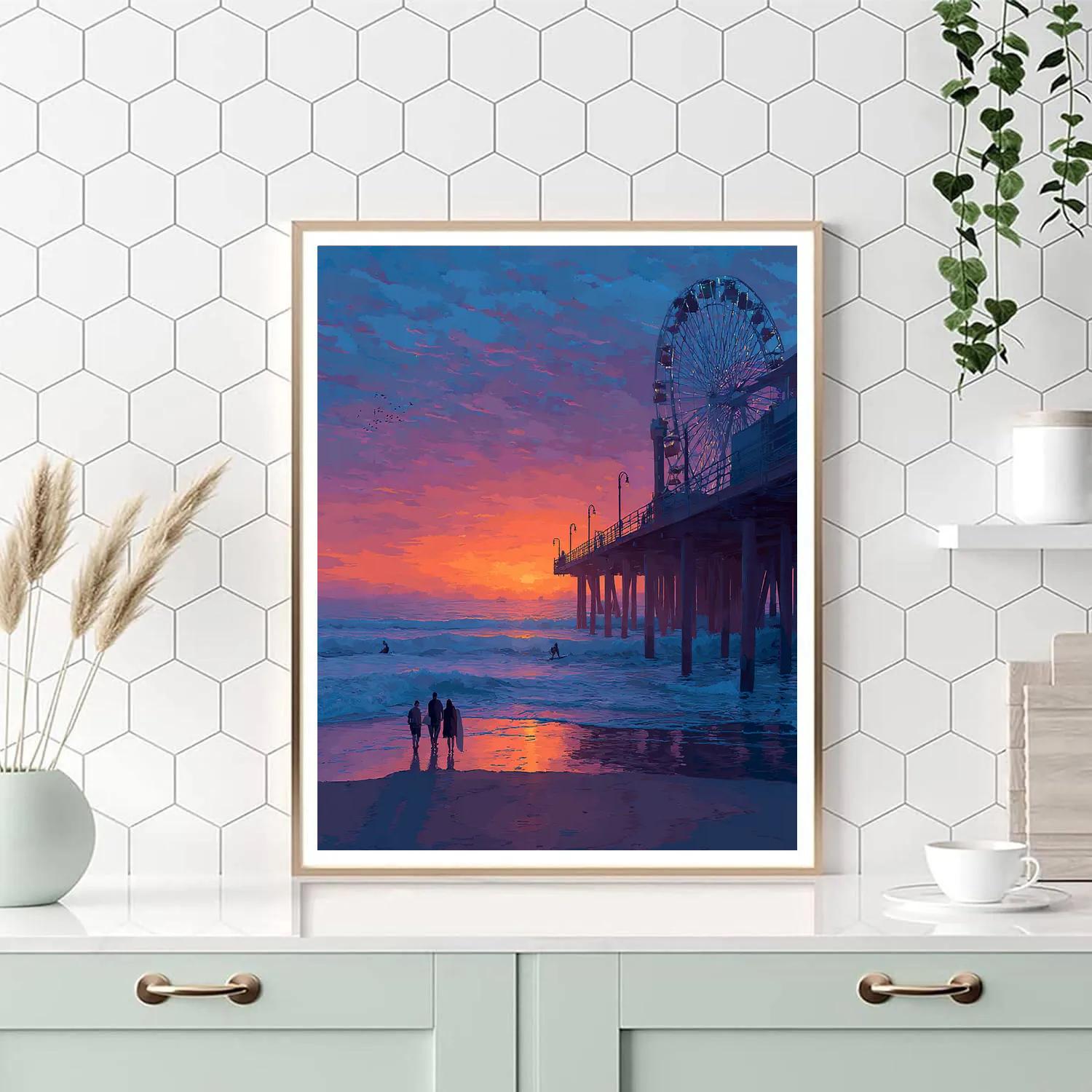 Santa Monica Pier Sunset Los Angeles United States paint by numbers
