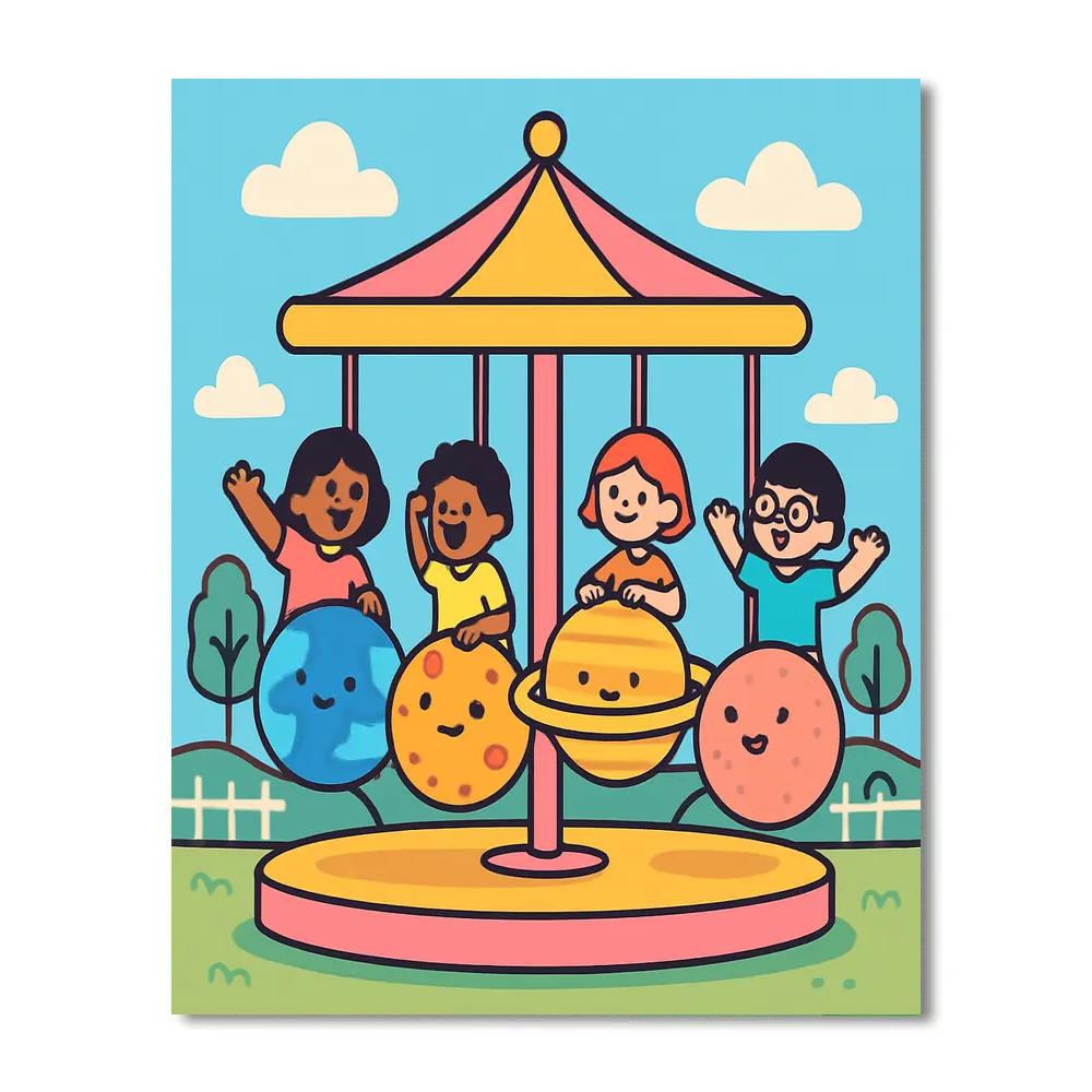 Carousel Of Tiny Planets paint by color