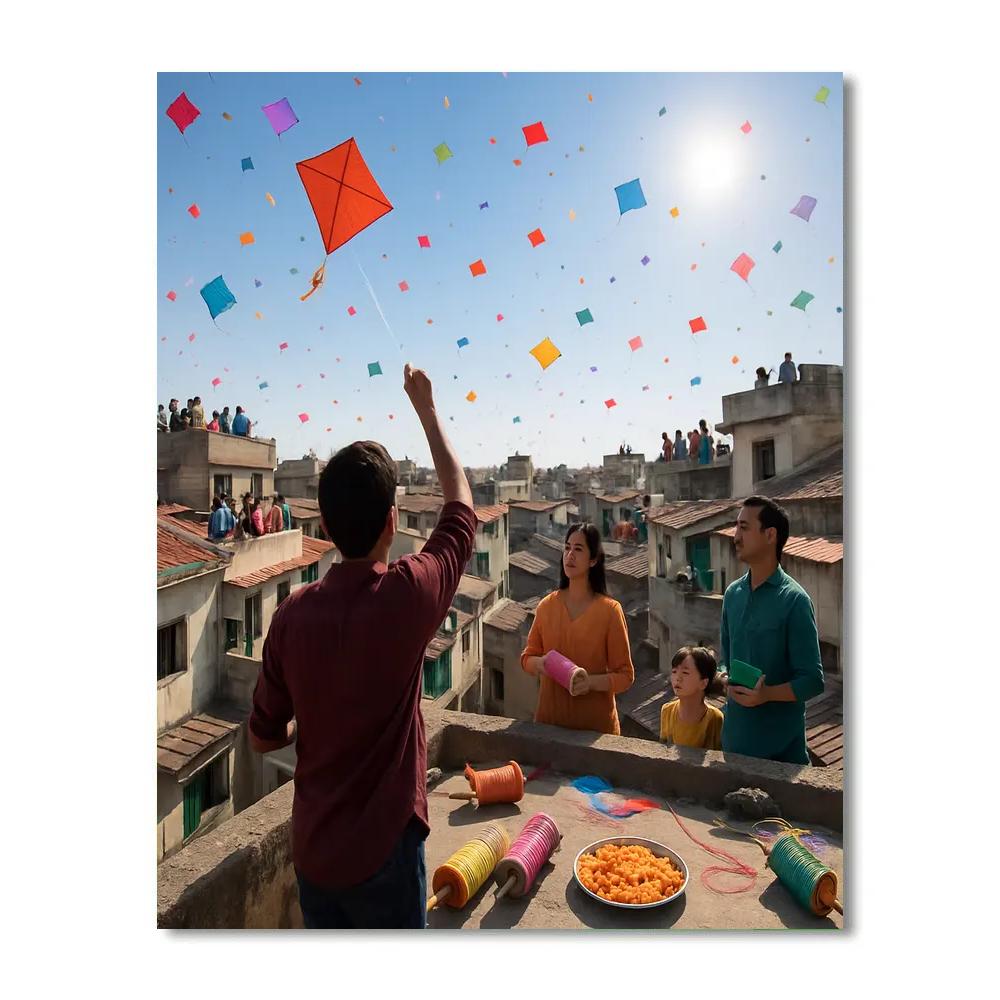 Kite Festival Gujarat Sky Paint by numbers kits
