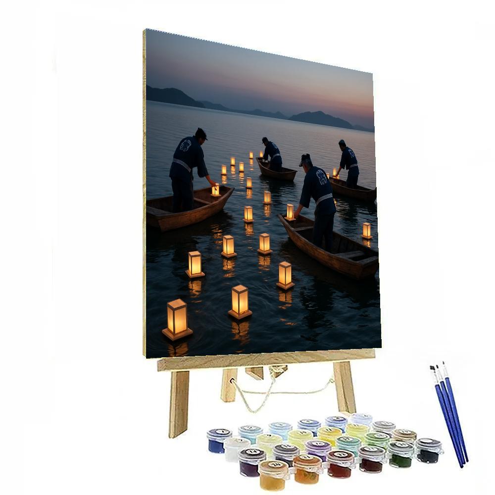 Seto Inland Sea Lantern Boat Ritual Number painting
