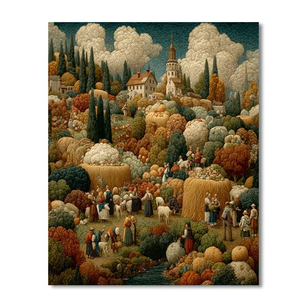 Pieter Bruegel Inspired Harvest Festival paint by number