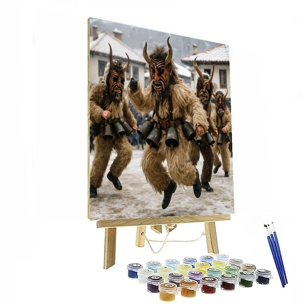 Albanian Kukeri Masked Dancers Number painting