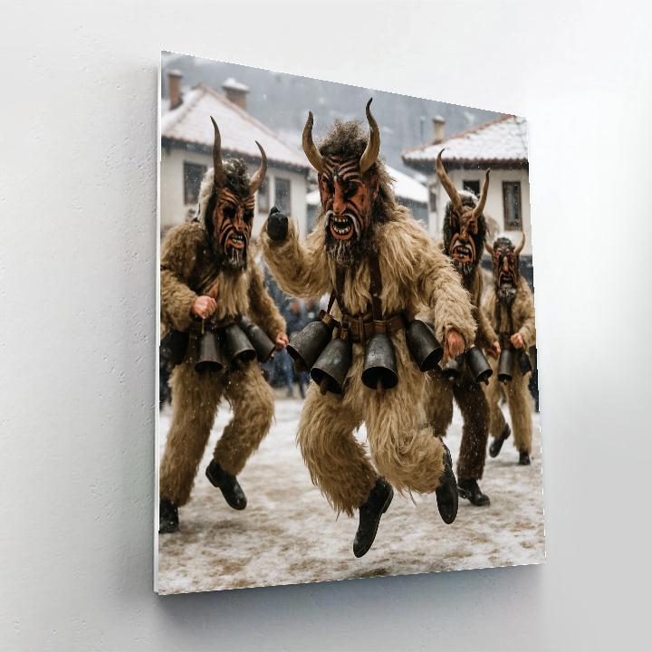 Albanian Kukeri Masked Dancers Number painting