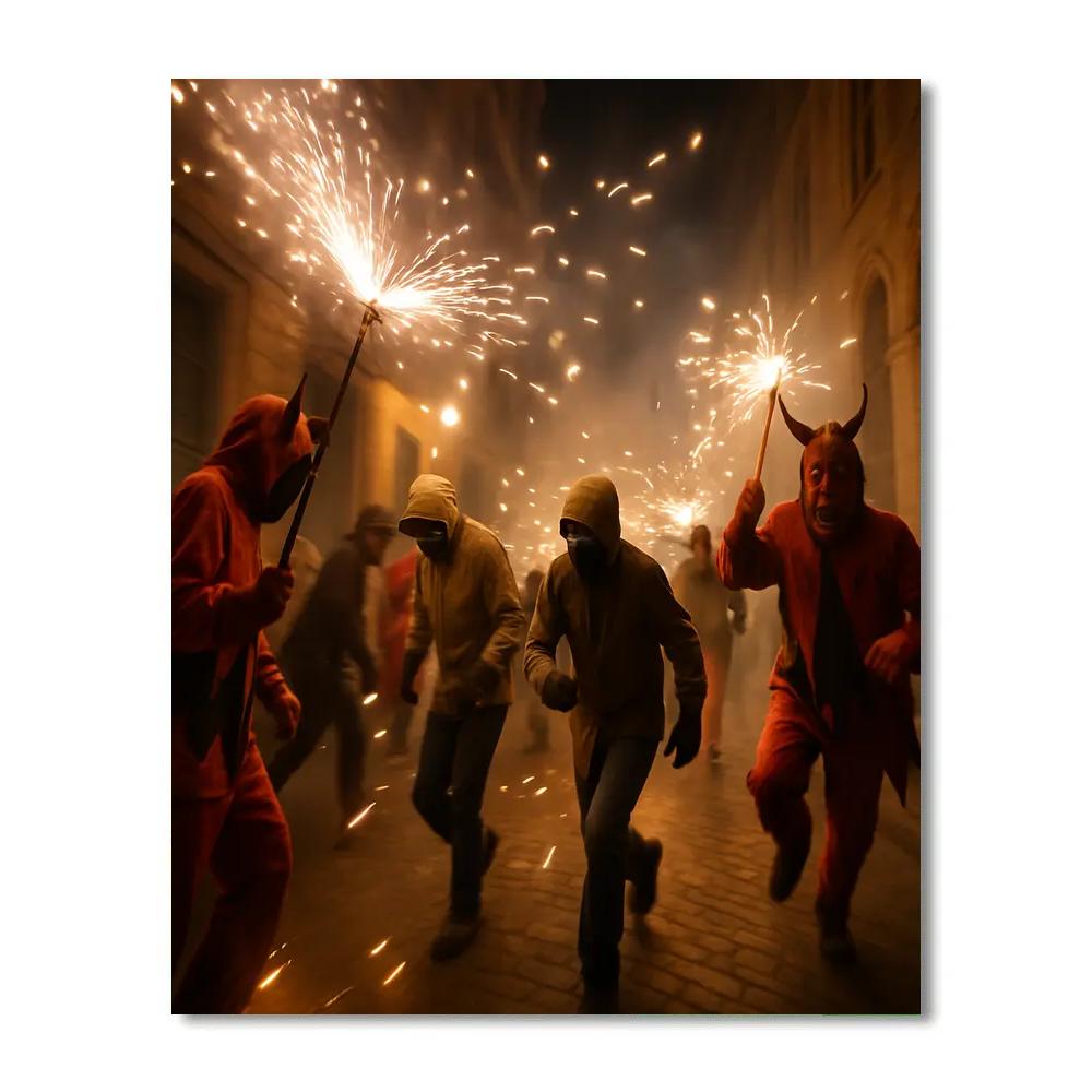 Correfoc Fire Run Catalonia paint by numbers