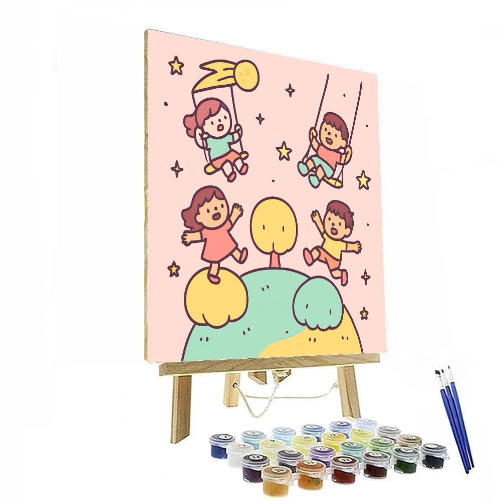 Puffball Planet Playground DIY paint by numbers