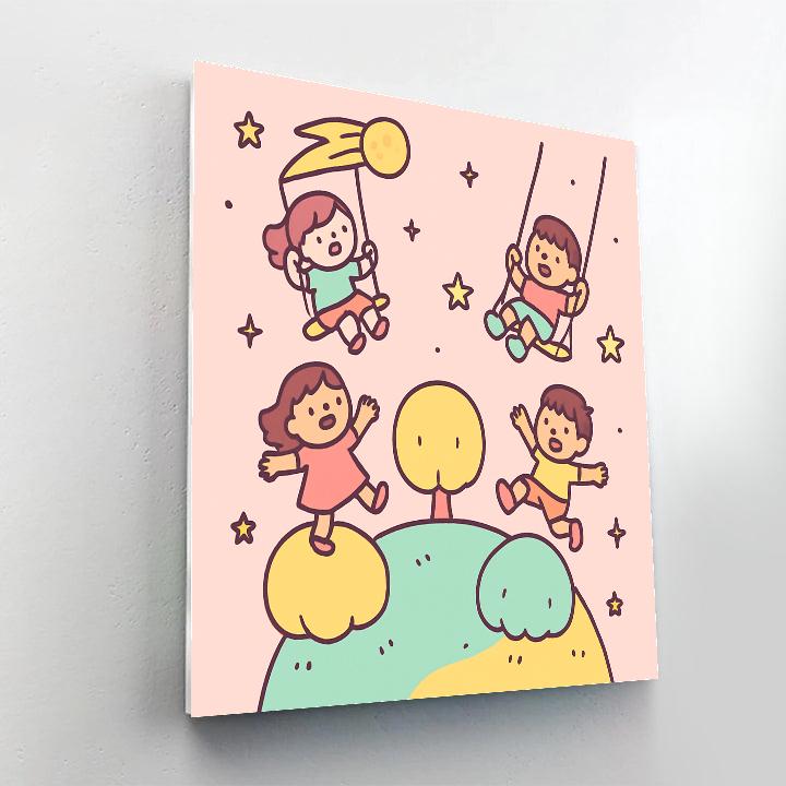 Puffball Planet Playground DIY paint by numbers