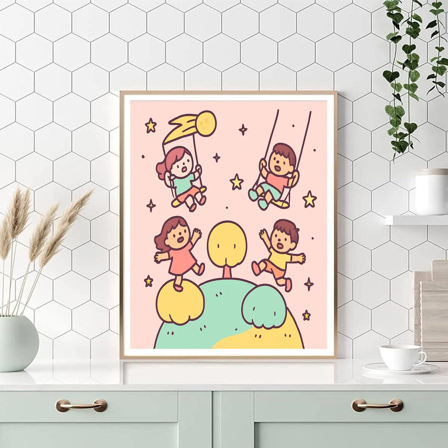 Puffball Planet Playground DIY paint by numbers