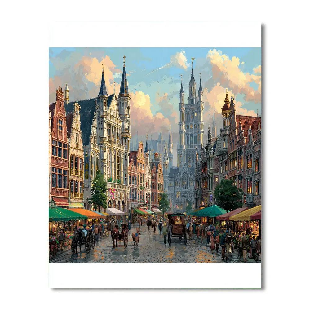 Krakow Cloth Hall Market Square Poland paint by color