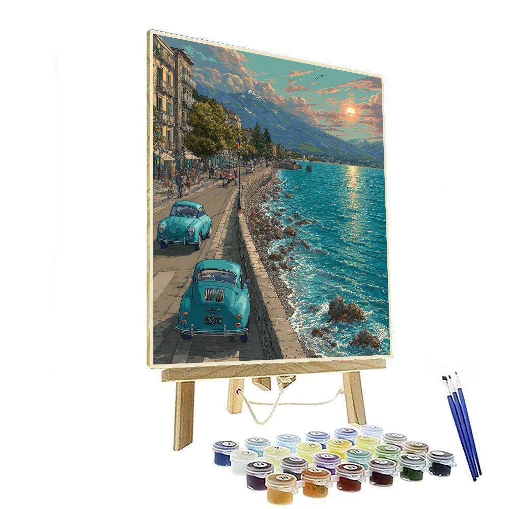 Havana Malecón Seawall At Dusk Cuba paint by number