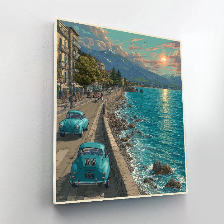 Havana Malecón Seawall At Dusk Cuba paint by number