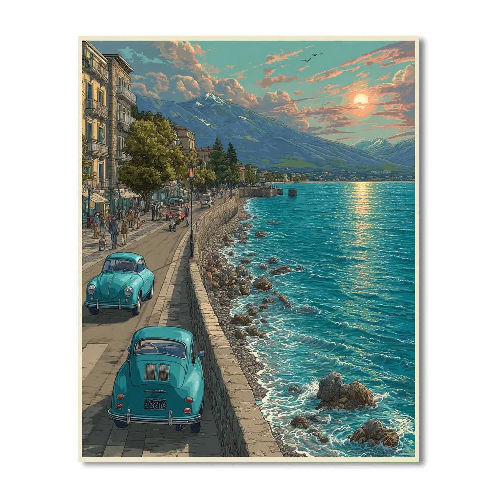 Havana Malecón Seawall At Dusk Cuba paint by number