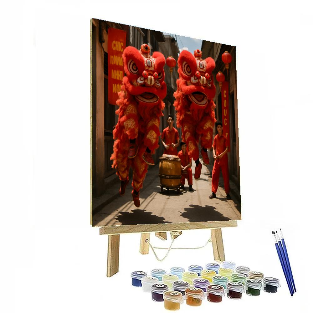 Tet Nguyen Dan Lion Dance Alley Paint by numbers kits