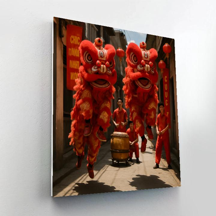 Tet Nguyen Dan Lion Dance Alley Paint by numbers kits