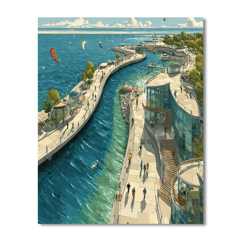 Qingdao Waterfront Boardwalk China Numbered painting kits