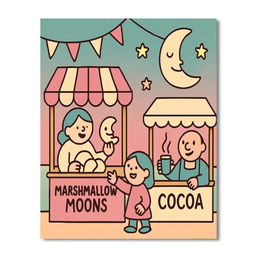 Marshmallow Moon Market Paint by numbers art