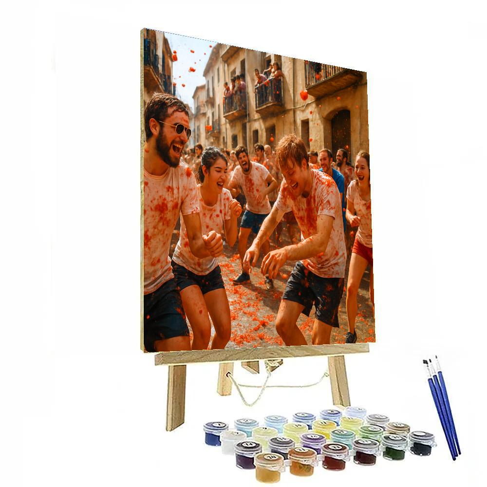 La Tomatina Festival Street Scene DIY paint by numbers