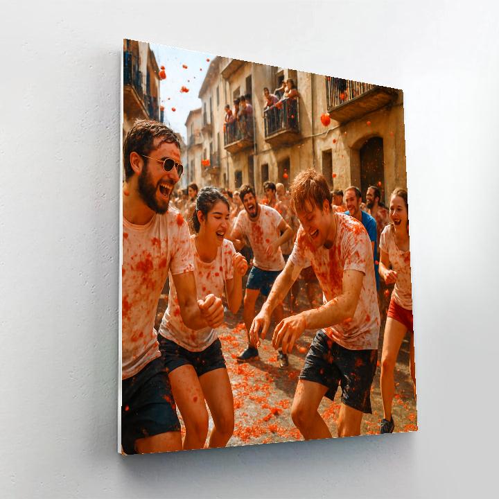 La Tomatina Festival Street Scene DIY paint by numbers